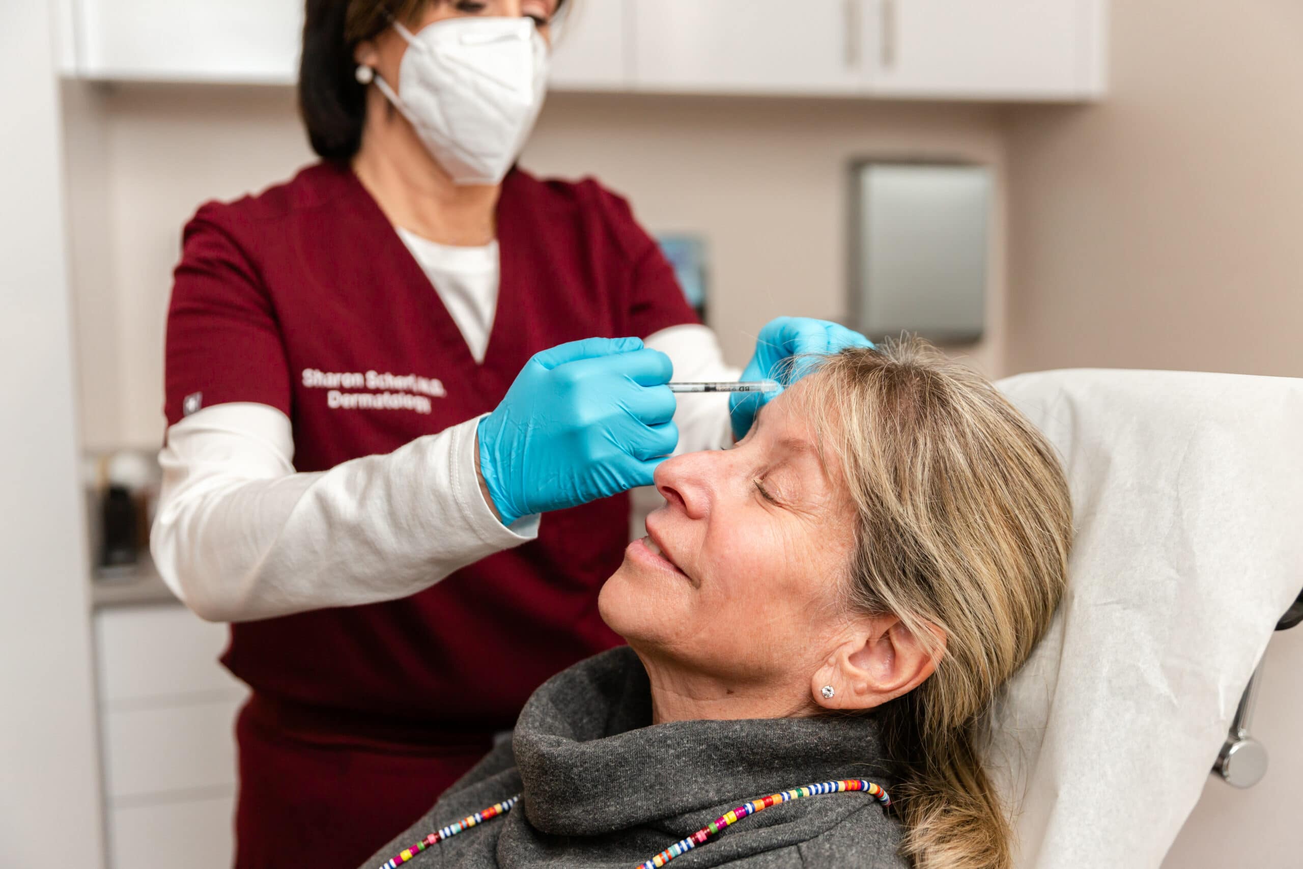 patient receiving Botox injections from a dermatologist in Englewood Cliffs
